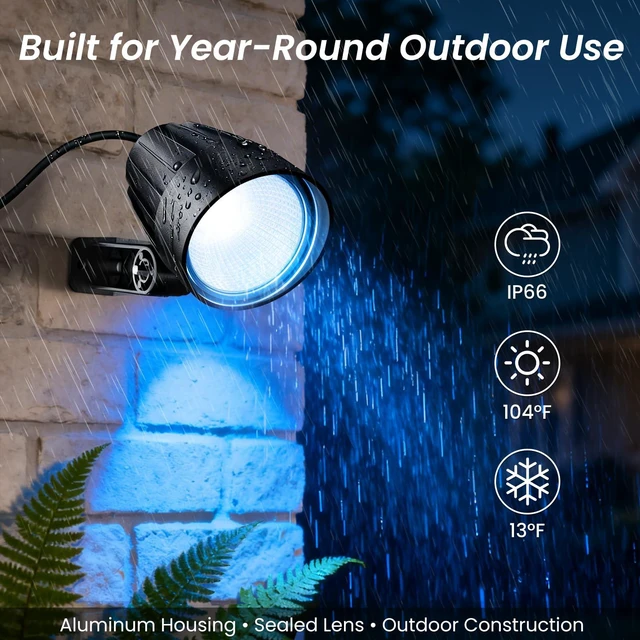Alt view image 5 of 7 - SOROP RGBW Low Voltage Landscape Lighting Kit, Outdoor Spotlight 8Pack | Landscape Lights Kit with Transformer, 65FT UL-listed Wire, Remote Control, IP66 Waterproof, Ideal for Outdoor, Garden, Yard
