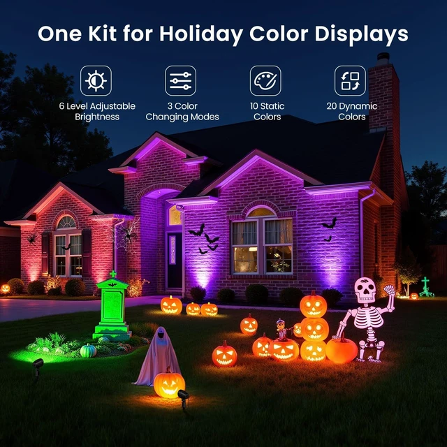 Alt view image 7 of 7 - SOROP RGBW Low Voltage Landscape Lighting Kit, Outdoor Spotlight 8Pack | Landscape Lights Kit with Transformer, 65FT UL-listed Wire, Remote Control, IP66 Waterproof, Ideal for Outdoor, Garden, Yard