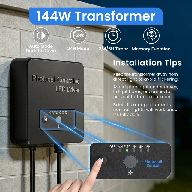 Alt view image 3 of 7 - ZZXX Low Voltage Landscape Lighting Kit, Plug & Play 12W Spotlight 4Pack | 2700K Landscape Lights with 144W Transformer, DC Connectors, 38FT UL-Listed Wires, IP66 Waterproof Outdoor Yard Lights 12-24V