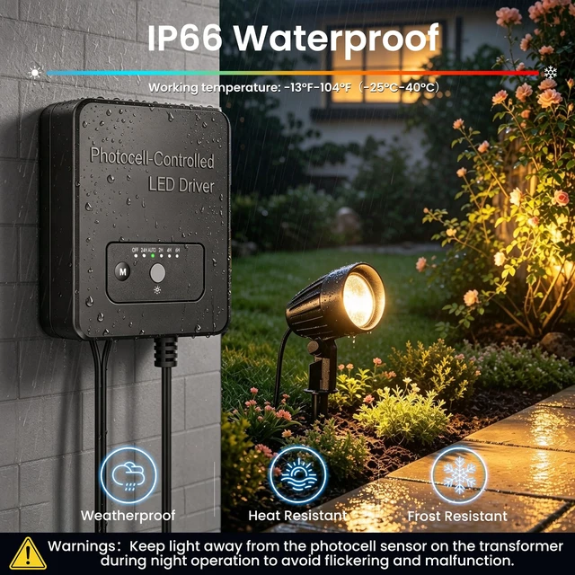 Alt view image 6 of 7 - ZZXX Low Voltage Landscape Lighting Kit, Plug & Play 12W Spotlight 4Pack | 2700K Landscape Lights with 144W Transformer, DC Connectors, 38FT UL-Listed Wires, IP66 Waterproof Outdoor Yard Lights 12-24V
