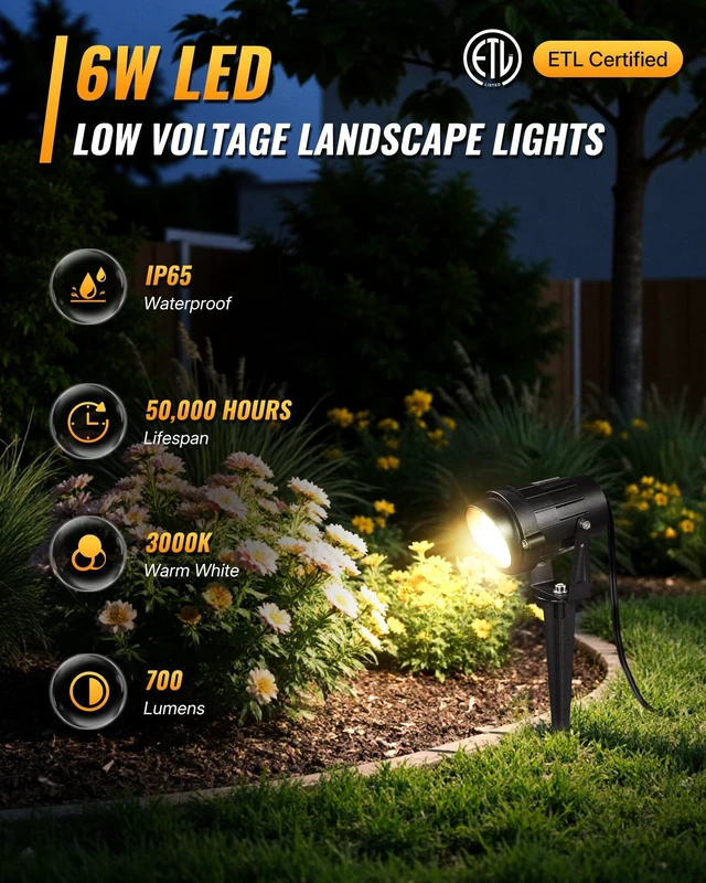 Alt view image 2 of 7 - WILAWELS 12 Pack Landscape Lights with 2 Zone 300W Low Voltage Transformer, 3000K 12V LED Landscape Lighting Kit, Waterproof Aluminum Landscape Spotlights with Connectors for Yard Tree Garden W01LK06