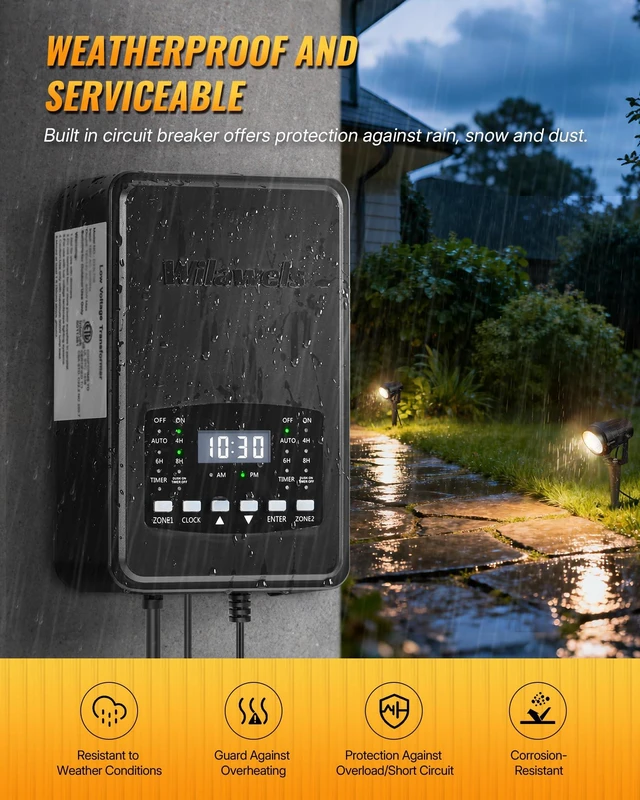Alt view image 5 of 7 - WILAWELS 12 Pack Landscape Lights with 2 Zone 300W Low Voltage Transformer, 3000K 12V LED Landscape Lighting Kit, Waterproof Aluminum Landscape Spotlights with Connectors for Yard Tree Garden W01LK06
