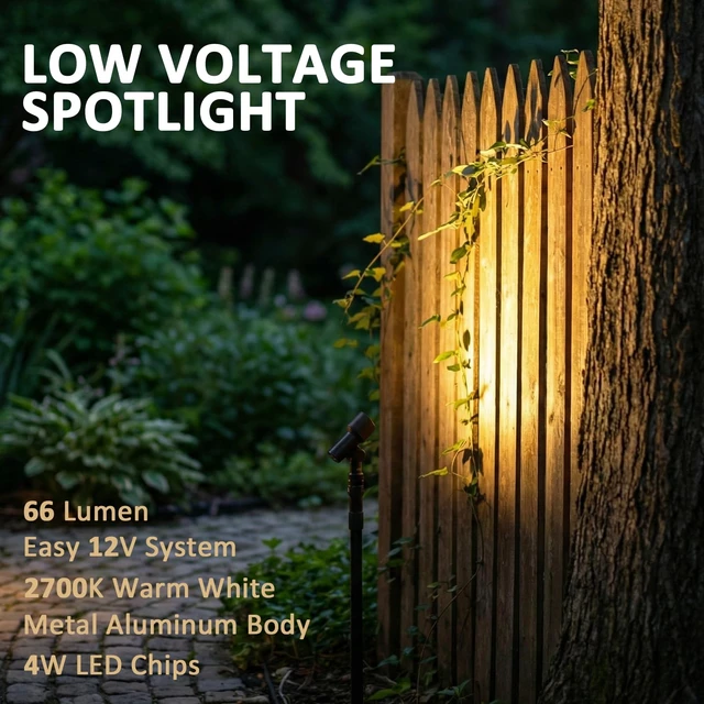 Alt view image 2 of 7 - LL LIGHTING LIVING Low Voltage Spotlights 2PK Landscape Lighting LED 2700K Warm White 4W 66 Lumens Outdoor Lights Aluminum Housing Telescopic Post with Connector for Garden Yard Black Finish