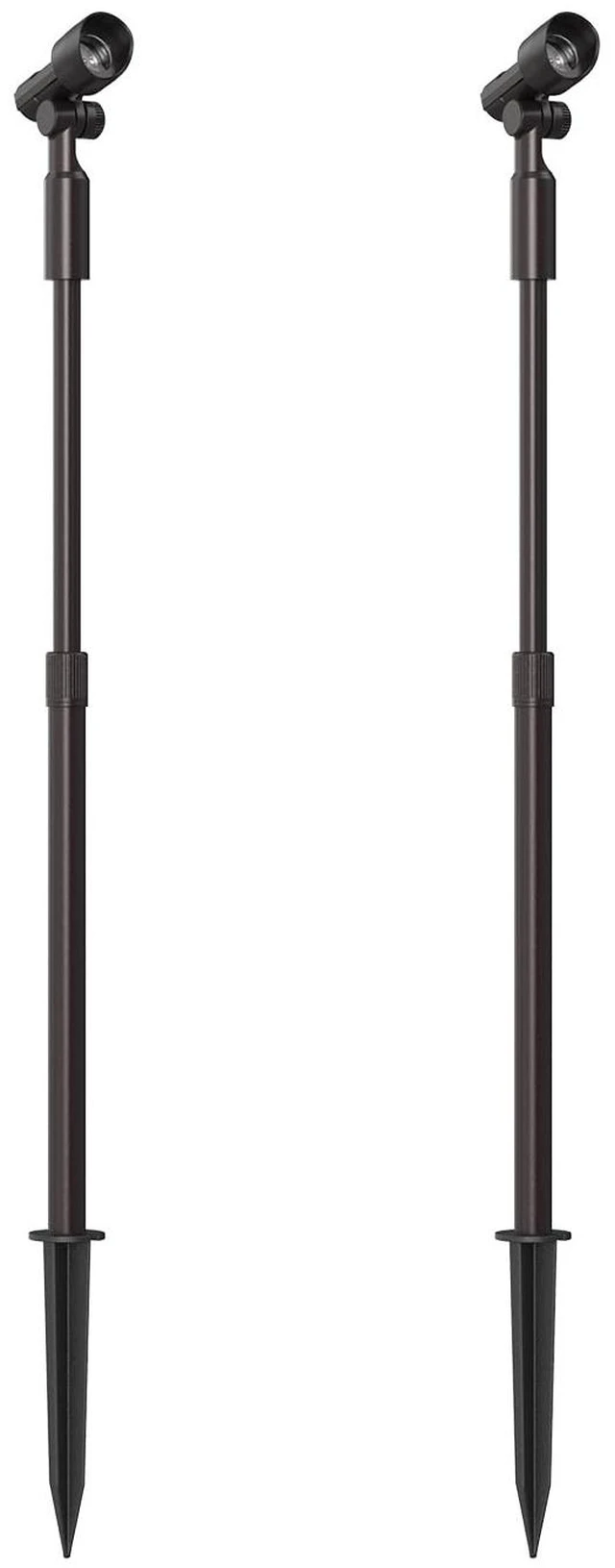 Main image of LL LIGHTING LIVING Low Voltage Spotlights 2PK Landscape Lighting LED 2700K Warm White 4W 66 Lumens Outdoor Lights Aluminum Housing Telescopic Post with Connector for Garden Yard Black Finish
