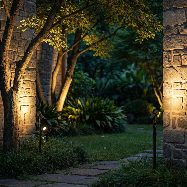 Alt view image 7 of 7 - LL LIGHTING LIVING Low Voltage Spotlights 2PK Landscape Lighting LED 2700K Warm White 4W 66 Lumens Outdoor Lights Aluminum Housing Telescopic Post with Connector for Garden Yard Black Finish