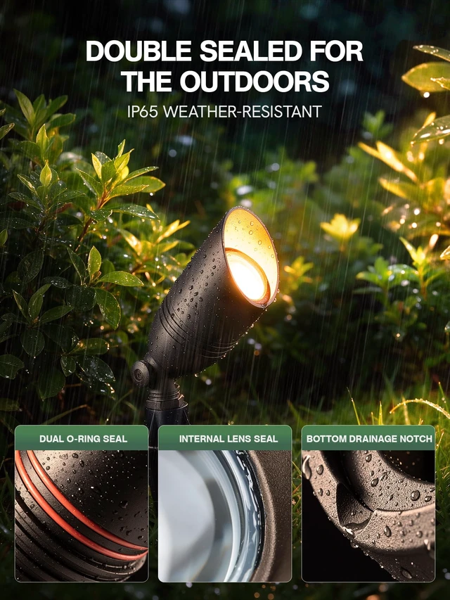 Alt view image 4 of 7 - Outdoor Landscape Lighting with Replaceable MR16 Bulbs, Oil Rubbed Bronze | 5W 2700K 12-24V Low Voltage Waterproof Spot Lights, Aluminum Wired 36° Beam Uplights with Connector for Yard Garden Tree, 4P