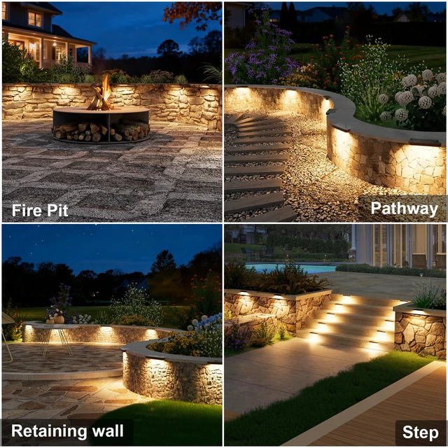 Alt view image 7 of 7 - VOLISUN 7 Inch Retaining Wall Lights, 2700K Hardscape Lighting, 12 Pack | IP67 Waterproof, Cuttable Low Voltage Landscape Lighting, 12V Paver Lights, 2.8W Outdoor Step Lights