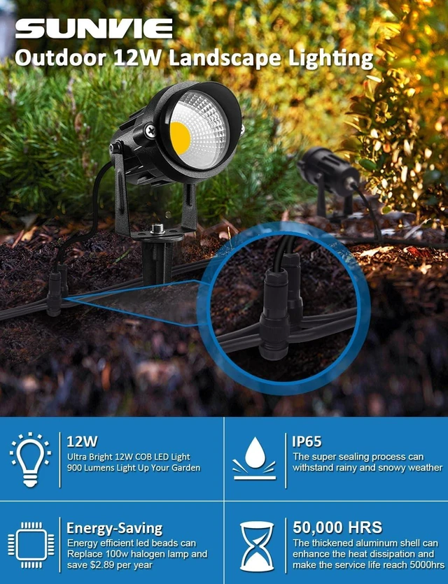 Alt view image 5 of 7 - LED Low Voltage Landscape Lights with Spike Stand & Connector 16Pack | 12V 3000K Waterproof 900LM Yard Pathway Garden Lights Wired Wall Tree Flag Landscape Spotlights Outdoor (Require Transformer)