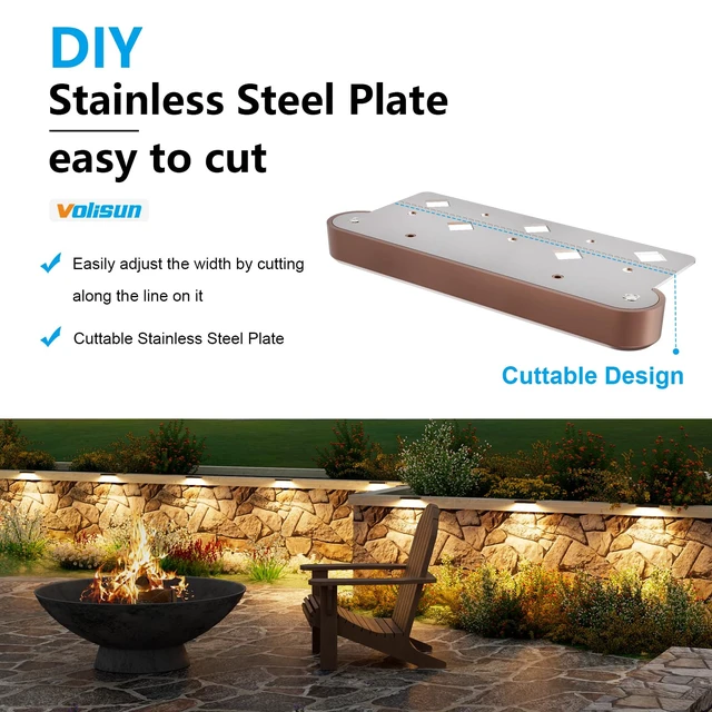 Alt view image 5 of 7 - VOLISUN 7 Inch Retaining Wall Lights, 2700K Hardscape Lighting, 12 Pack | IP67 Waterproof, Cuttable Low Voltage Landscape Lighting, 12V Paver Lights, 2.8W Outdoor Step Lights