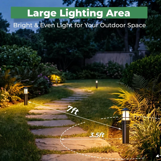 Alt view image 4 of 7 - Gardencoin Low Voltage Landscape Pathway Lights, Replaceable G4 Bulb 12V 4W 2700K Outdoor LED Landscape Lighting, Aluminum Waterproof Walkway Lighting, Bollard Path Lights Wired, Bronze 6 Pack