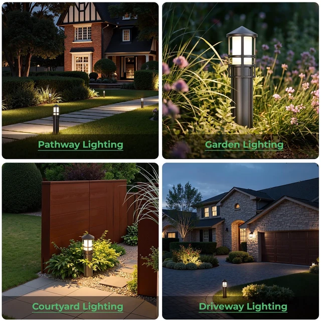 Alt view image 7 of 7 - Gardencoin Low Voltage Landscape Pathway Lights, Replaceable G4 Bulb 12V 4W 2700K Outdoor LED Landscape Lighting, Aluminum Waterproof Walkway Lighting, Bollard Path Lights Wired, Bronze 6 Pack
