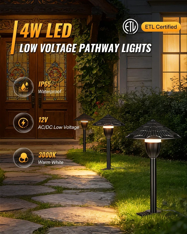 Alt view image 3 of 7 - WILAWELS All-in-One LED Low Voltage Landscape Lighting Kit, 8-Pack LED Pathway Lights with Transformer, 100FT Wire and Connectors, 3000K Waterproof Landscape Lighting for Yard Garden Walkway W03LK06