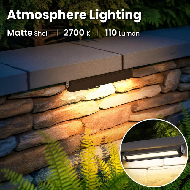 Alt view image 2 of 7 - Retaining Wall Lights, Low Voltage Landscape Outdoor Step Lighting 12 Pack | 7 Inch LED Hardscape Lighting Waterproof, 12V Low Voltage Landscape Outdoor Lights for Patio Stairs Deck 2700K, 270° Rotate
