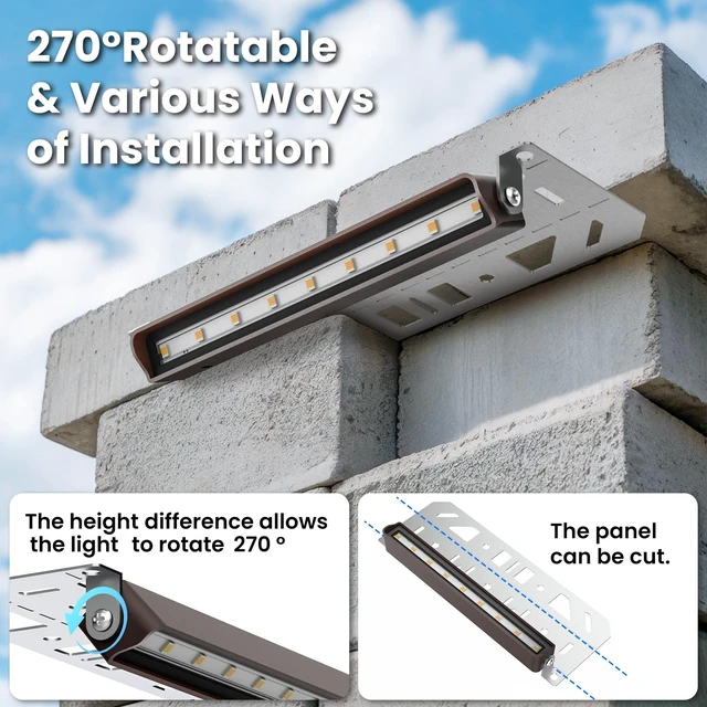 Alt view image 4 of 7 - Retaining Wall Lights, Low Voltage Landscape Outdoor Step Lighting 12 Pack | 7 Inch LED Hardscape Lighting Waterproof, 12V Low Voltage Landscape Outdoor Lights for Patio Stairs Deck 2700K, 270° Rotate