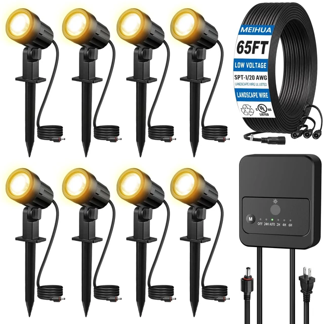Main image of All-in-One Low Voltage Landscape Lighting Kit, Dusk to Dawn, 8-Pack | Quick 2-Min Setup, Plug & Play Landscape Lights with Transformer 65FT Wire, Waterproof Spot Lights for Garden Yard House Tree