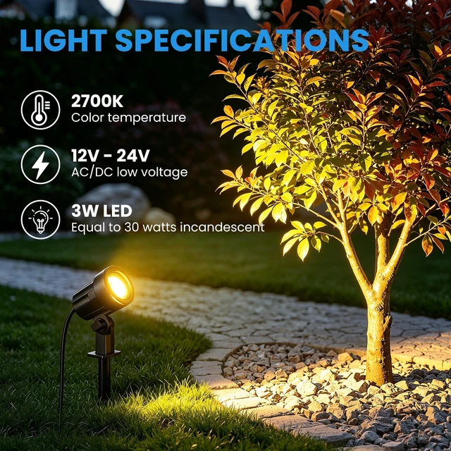 Alt view image 4 of 7 - All-in-One Low Voltage Landscape Lighting Kit, Dusk to Dawn, 8-Pack | Quick 2-Min Setup, Plug & Play Landscape Lights with Transformer 65FT Wire, Waterproof Spot Lights for Garden Yard House Tree