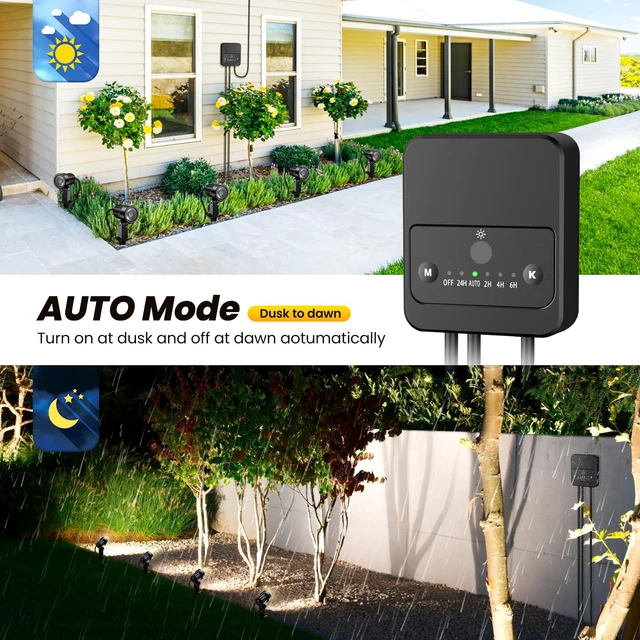 Alt view image 4 of 7 - Landscape Lighting Kit 2700-6500K Dimmable Outdoor Spotlights 12 Pack | 3 brightness levels,2 dynamic mode,IP66 waterproof, remote timer & memory,plug and play,Ideal for yards, gardens & pathways