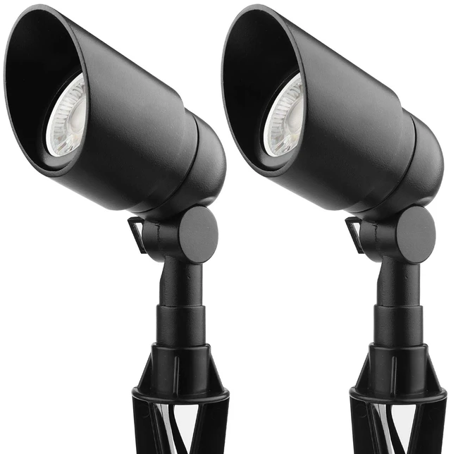 Main image of LASDISE Landscape Lighting 12V 5W LED Landscape Spotlight Cast-Aluminum Waterproof Outdoor Low Voltage 450 Lumen Warm White for Garden, Lawn, Porch, Patio and Yard (2 Pack, Black)