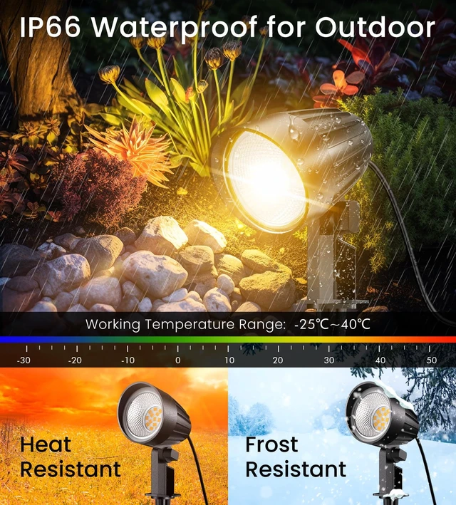 Alt view image 4 of 7 - MEIKEE 7W Low Voltage Landscape Lighting 800LM 2700K LED Landscape Lights | DC/AC 12-24V Warm White Outdoor Spotlights IP66 Waterproof Garden Pathway Lights with Connectors (4 Pack)