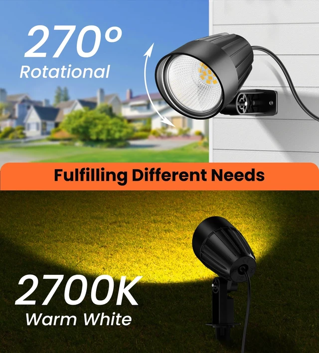 Alt view image 3 of 7 - MEIKEE 7W Low Voltage Landscape Lighting 800LM 2700K LED Landscape Lights | DC/AC 12-24V Warm White Outdoor Spotlights IP66 Waterproof Garden Pathway Lights with Connectors (4 Pack)