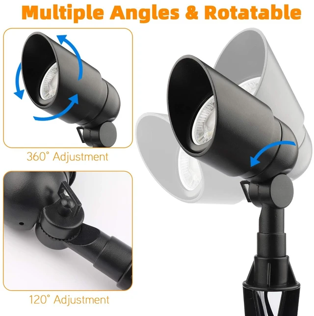 Alt view image 2 of 7 - LASDISE Landscape Lighting 12V 5W LED Landscape Spotlight Cast-Aluminum Waterproof Outdoor Low Voltage 450 Lumen Warm White for Garden, Lawn, Porch, Patio and Yard (2 Pack, Black)