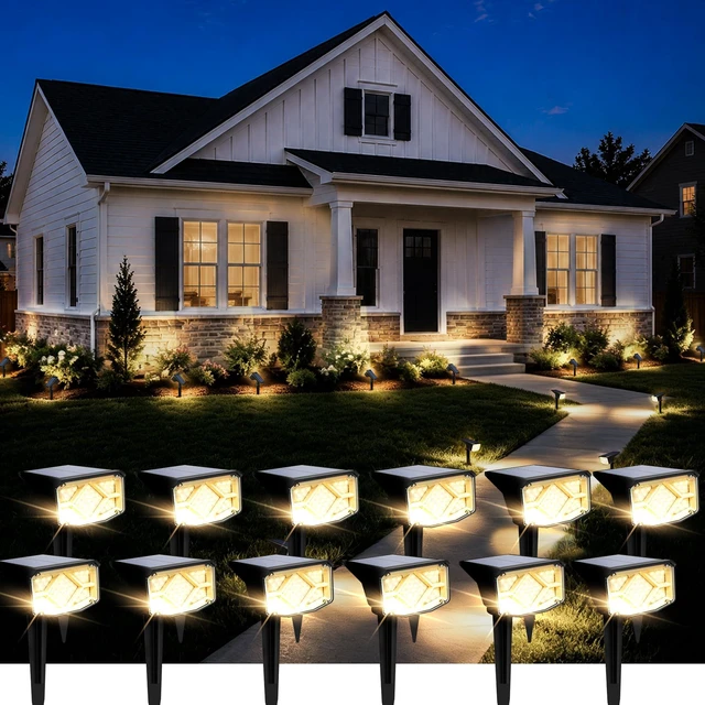 Main image of AUDERWIN Solar Spot Lights Outdoor Waterproof 12 Pack Warm White | Solar Landscape Spotlights Outdoor, Compact Design Spot Lights, Flood Lights for House, Garden, Yard, Pathway, Tree, Outside