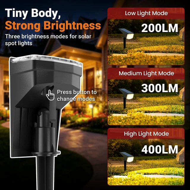 Alt view image 3 of 6 - AUDERWIN Solar Spot Lights Outdoor Waterproof 12 Pack Warm White | Solar Landscape Spotlights Outdoor, Compact Design Spot Lights, Flood Lights for House, Garden, Yard, Pathway, Tree, Outside