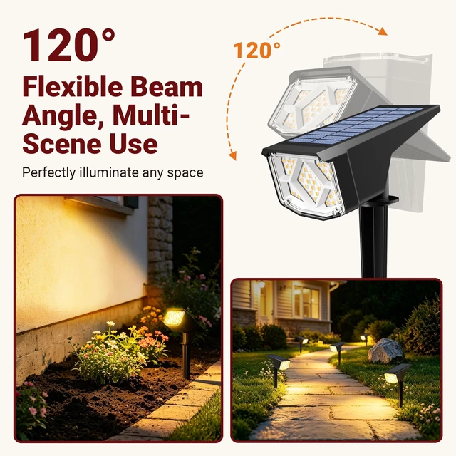 Alt view image 4 of 6 - AUDERWIN Solar Spot Lights Outdoor Waterproof 12 Pack Warm White | Solar Landscape Spotlights Outdoor, Compact Design Spot Lights, Flood Lights for House, Garden, Yard, Pathway, Tree, Outside