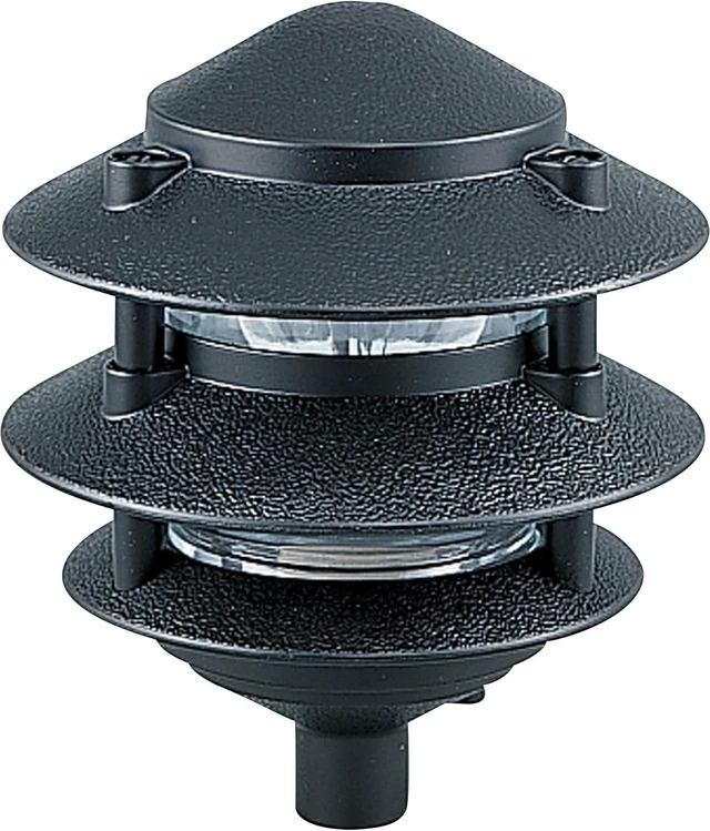 Main image of Generation Lighting Hardwired 120V Outdoor Pagoda Path Light, Black | Wet-Rated Aluminum Fixture with Clear Glass, Landscape Path Lights, Garden Lights, or Outdoor Lighting for Driveway Decor