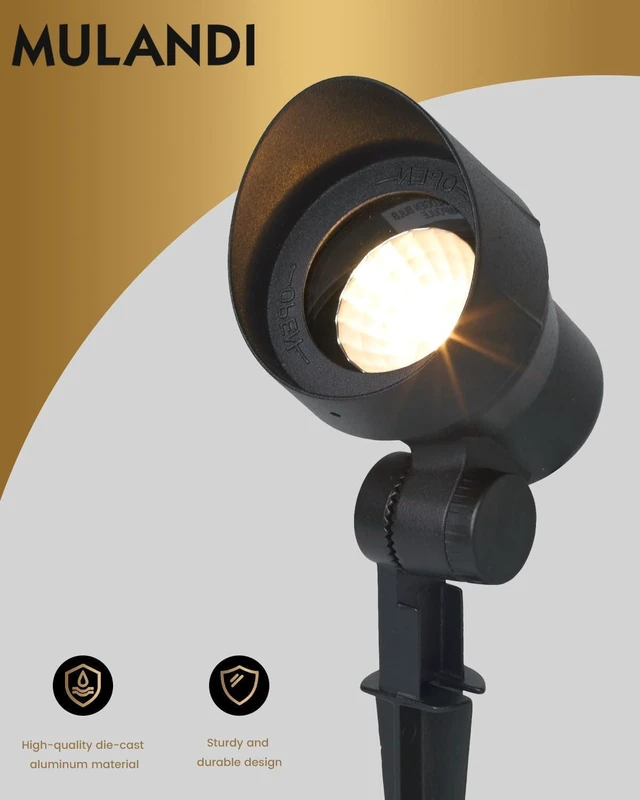 Alt view image 2 of 7 - MULANDI Aluminum & Glass Low Voltage Landscape Spotlights 12V LED with 20W MR16 Bulb Outdoor Landscape Lighting, 3000K Warm White Landscape Spot Lights Wired for Garden and Yard Up Lighting, 6 Pack