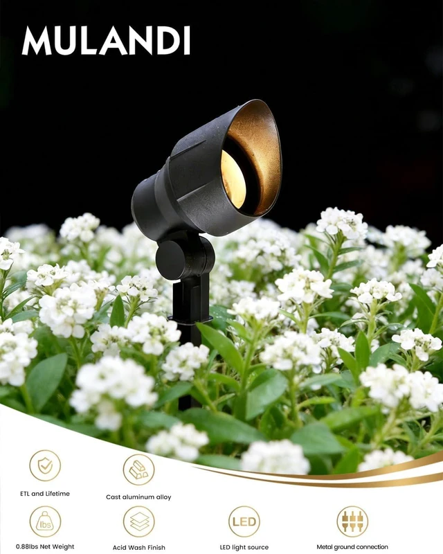 Alt view image 5 of 7 - MULANDI Aluminum & Glass Low Voltage Landscape Spotlights 12V LED with 20W MR16 Bulb Outdoor Landscape Lighting, 3000K Warm White Landscape Spot Lights Wired for Garden and Yard Up Lighting, 6 Pack