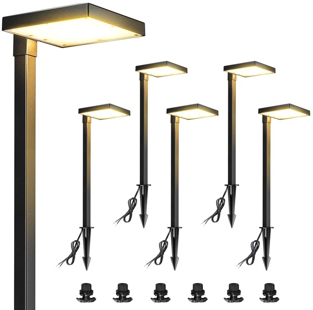 Main image of LUTEC 6 Pack Low Voltage Pathway Lights, Aluminum 12V Landscape Lighting with ConnectorsIP65 Waterproof Anti-Glare Wired LED Pathway Lights, 5W 500LM Warm White 3000K for Pathway, Yard, Garden