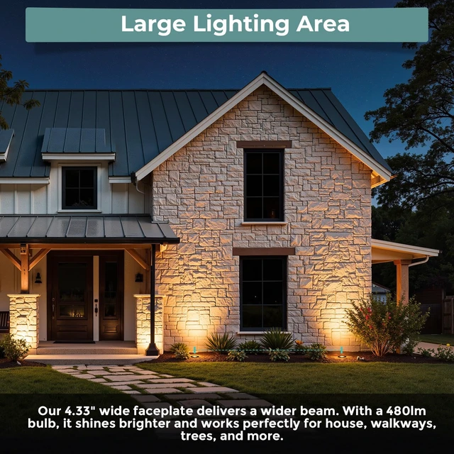 Alt view image 6 of 7 - Gardencoin Low Voltage Landscape LED Well Lights, 12V in Ground Lights Outdoor IP67 Waterproof, 5" Tall Wired Landscape Up Lighting, Included Replaceable 5W 2700K MR16 Bulb Dimmable, 6 Pack