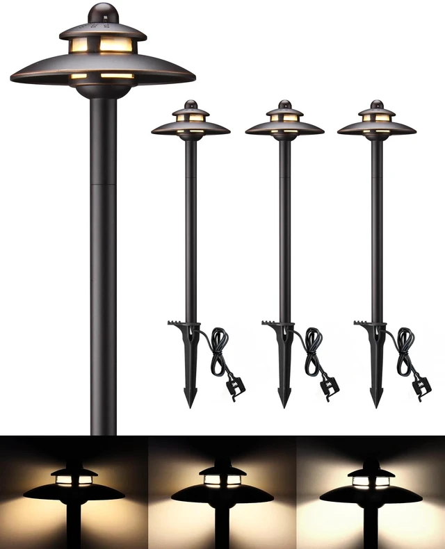 Main image of LITFIT 4-Pack Low Voltage Landscape Lighting, 12v 3CCT Wired Pathway Lights | 2700K 3000K 4000K Oil-Rubbed Bronze LED Landscape Lights with Connectors,IP65 Aluminum Path Lights for Walkway Yard Garden