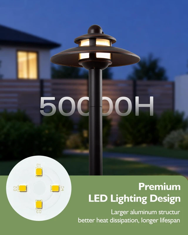 Alt view image 3 of 7 - LITFIT 4-Pack Low Voltage Landscape Lighting, 12v 3CCT Wired Pathway Lights | 2700K 3000K 4000K Oil-Rubbed Bronze LED Landscape Lights with Connectors,IP65 Aluminum Path Lights for Walkway Yard Garden