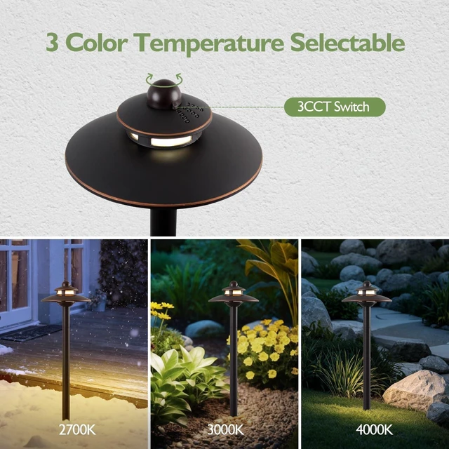 Alt view image 2 of 7 - LITFIT 4-Pack Low Voltage Landscape Lighting, 12v 3CCT Wired Pathway Lights | 2700K 3000K 4000K Oil-Rubbed Bronze LED Landscape Lights with Connectors,IP65 Aluminum Path Lights for Walkway Yard Garden
