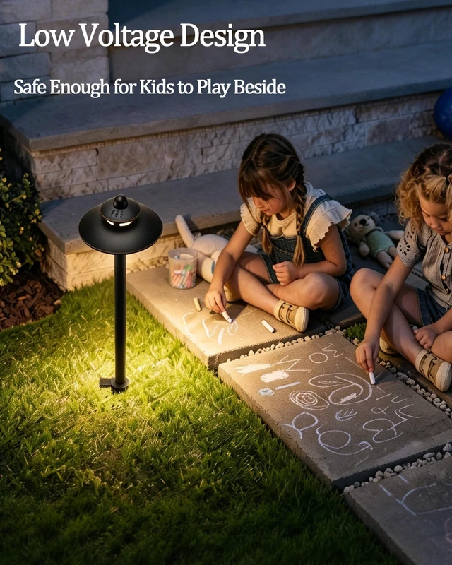 Alt view image 5 of 7 - LITFIT 4-Pack Low Voltage Landscape Lighting, 12v 3CCT Wired Pathway Lights | 2700K 3000K 4000K Oil-Rubbed Bronze LED Landscape Lights with Connectors,IP65 Aluminum Path Lights for Walkway Yard Garden