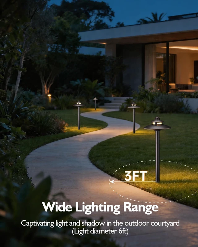 Alt view image 7 of 7 - LITFIT 4-Pack Low Voltage Landscape Lighting, 12v 3CCT Wired Pathway Lights | 2700K 3000K 4000K Oil-Rubbed Bronze LED Landscape Lights with Connectors,IP65 Aluminum Path Lights for Walkway Yard Garden