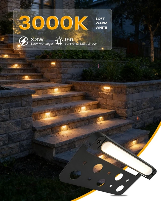 Alt view image 2 of 7 - MULANDI 6 Pack 5.51" LED Retaining Wall Lights, 3000K Hardscape Lighting | 3.3W 12V Aluminum Low Voltage Landscape Lighting Warm White Paver Lights, IP65 Waterproof Outdoor Step Lights, ETL UL CSA
