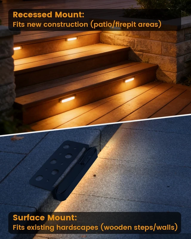 Alt view image 6 of 7 - MULANDI 6 Pack 5.51" LED Retaining Wall Lights, 3000K Hardscape Lighting | 3.3W 12V Aluminum Low Voltage Landscape Lighting Warm White Paver Lights, IP65 Waterproof Outdoor Step Lights, ETL UL CSA