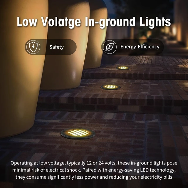 Alt view image 2 of 7 - Gmalos Low Voltage Landscape Lighting: 10W 2700K Warm White LED Well Lights, 12/24V Outdoor In-Ground Lights with IP67 Waterproof for Garden Yard Pathway Pavers Deck Fence, 12 Pack with Connectors
