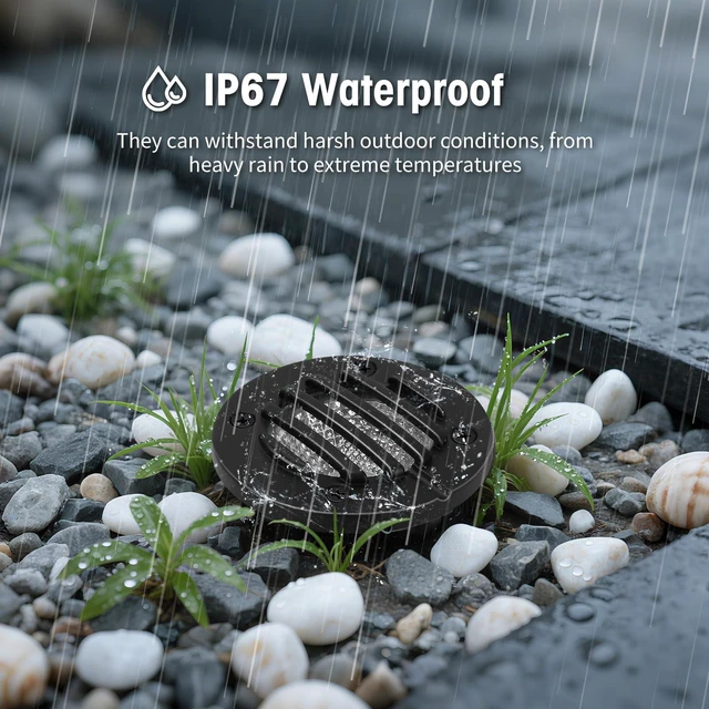 Alt view image 4 of 7 - Gmalos Low Voltage Landscape Lighting: 10W 2700K Warm White LED Well Lights, 12/24V Outdoor In-Ground Lights with IP67 Waterproof for Garden Yard Pathway Pavers Deck Fence, 12 Pack with Connectors