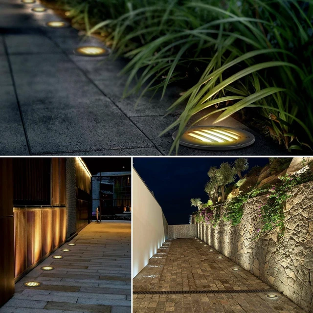 Alt view image 6 of 7 - Gmalos Low Voltage Landscape Lighting: 10W 2700K Warm White LED Well Lights, 12/24V Outdoor In-Ground Lights with IP67 Waterproof for Garden Yard Pathway Pavers Deck Fence, 12 Pack with Connectors