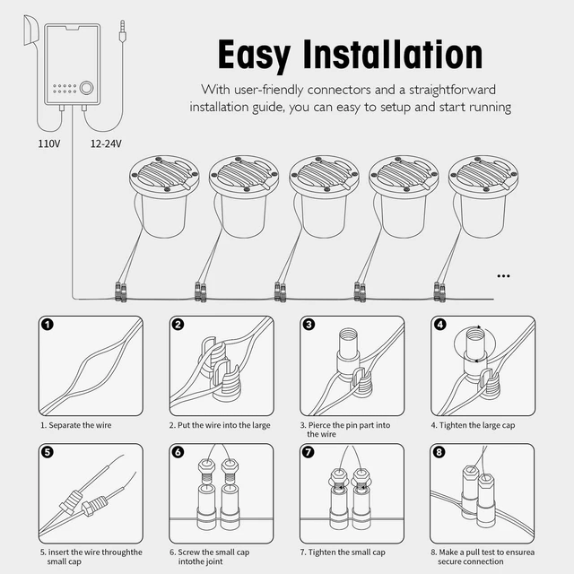 Alt view image 5 of 7 - Gmalos Low Voltage Landscape Lighting: 10W 2700K Warm White LED Well Lights, 12/24V Outdoor In-Ground Lights with IP67 Waterproof for Garden Yard Pathway Pavers Deck Fence, 12 Pack with Connectors