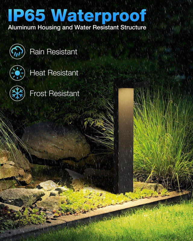 Alt view image 3 of 7 - SUNVIE 5W 3000K LED Low Voltage Landscape Pathway Lights Black, 4 Pack | Waterproof, Modern Design, Anti-Glare, 12-24V AC/DC, Die-Cast Aluminum Outdoor Landscape Lighting for Walkway, with Connector
