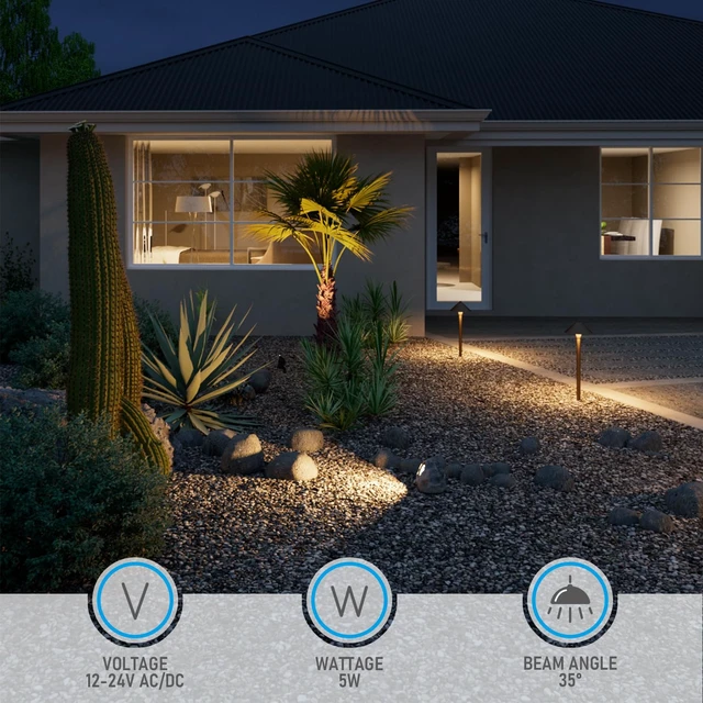 Alt view image 3 of 7 - LEONLITE 2-Pack 5CCT LED Rock Lights Outdoor, Triangle, Dark Gray | 5W Low Voltage Landscape Spot Light for Garden, Yard, Decorative Stone Light, 12-24V AC/DC, CRI90, 200lm, IP65 Waterproof
