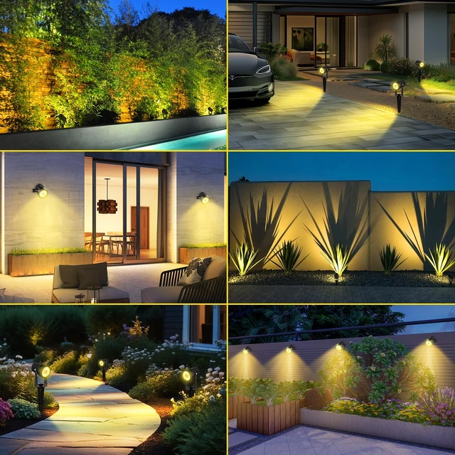 Alt view image 2 of 7 - T-SUN Solar Spot Lights Outdoor, Dual Head Solar Spotlights, Warm White | IP65 Waterproof, 2 Brightness Modes, Dusk to Dawn Solar Uplights for Garden, Yard, Pathway, Patio, Lawn