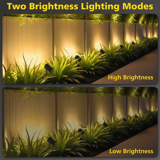 Alt view image 5 of 7 - T-SUN Solar Spot Lights Outdoor, Dual Head Solar Spotlights, Warm White | IP65 Waterproof, 2 Brightness Modes, Dusk to Dawn Solar Uplights for Garden, Yard, Pathway, Patio, Lawn