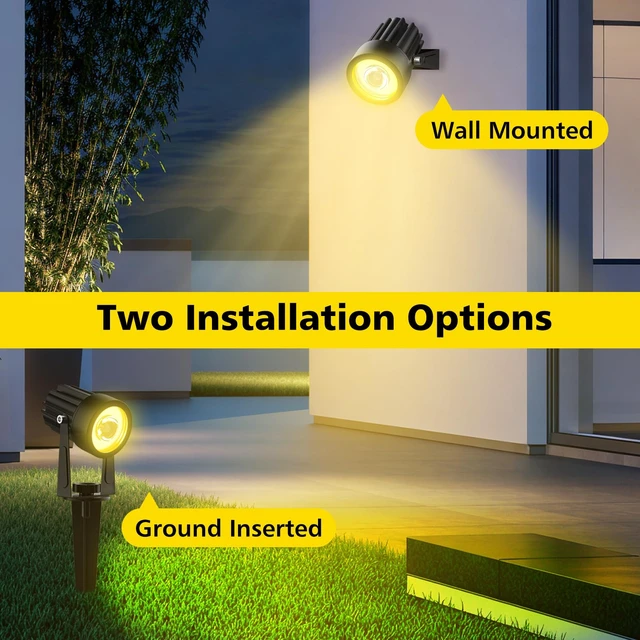 Alt view image 6 of 7 - T-SUN Solar Spot Lights Outdoor, Dual Head Solar Spotlights, Warm White | IP65 Waterproof, 2 Brightness Modes, Dusk to Dawn Solar Uplights for Garden, Yard, Pathway, Patio, Lawn