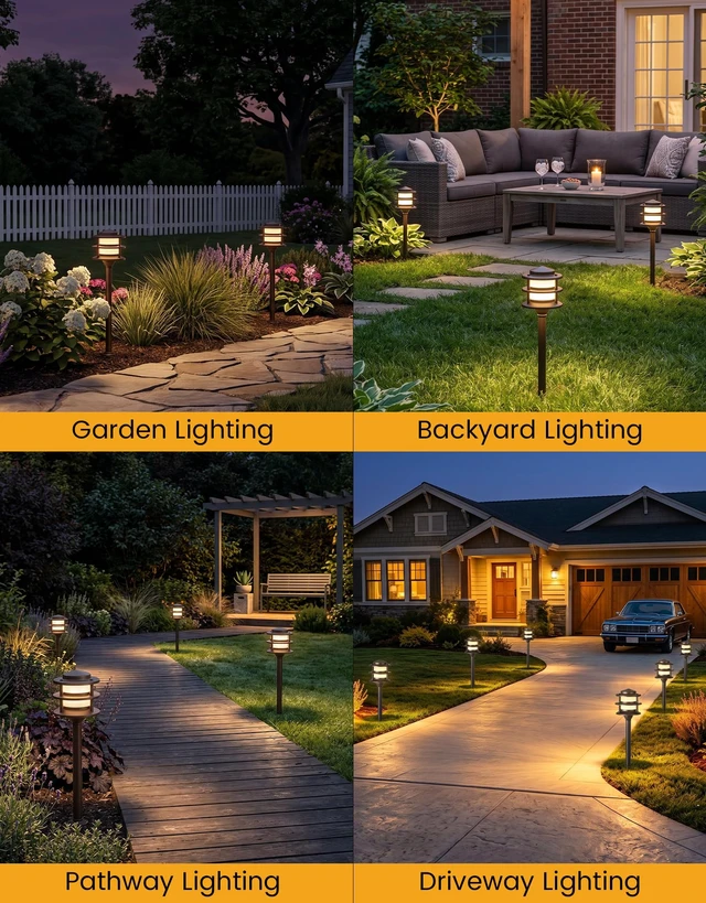 Alt view image 5 of 7 - 3-Tier Pagoda Low Voltage Pathway Lights with Bulbs 6-Pack, ORB Aluminum | G4 3W 3000K Replaceable Bulbs, ETL Listed Wire, IP65 12V AC/DC, Frosted Glass Shade, for Yard, Garden, Walkway, Driveway